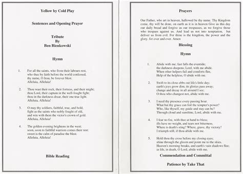 Templates For Funeral Order Of Service Doctemplates