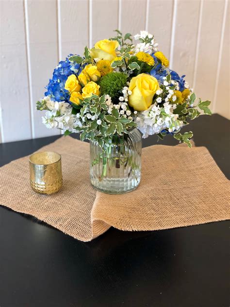 Check spelling or type a new query. Blue & gold Jam Jar in San Diego, CA | Flowers by Coley