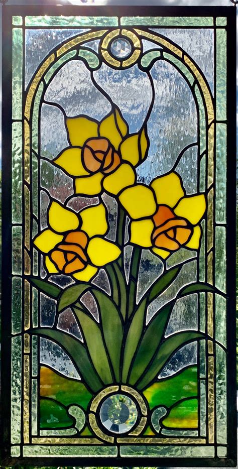 Daffodils Stained Glass Panel