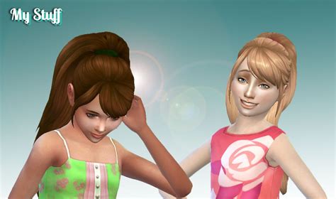 Mystufforigin Confident Ponytail Hair For Girls Sims 4 Hairs Sims