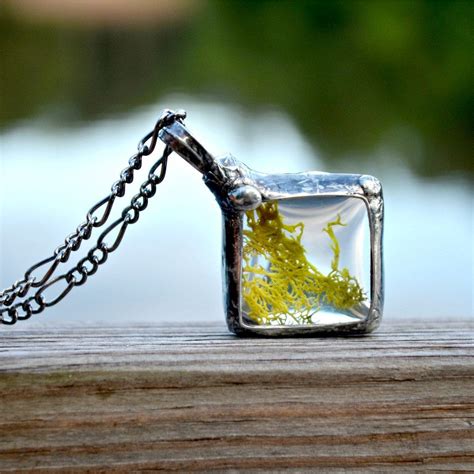 Terrarium Jewelry Real Moss Necklace Nature Jewelry Green Moss