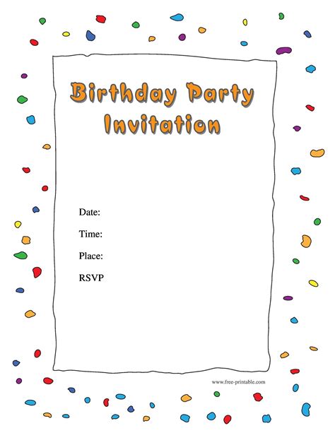 Blank Printable Birthday Invitations