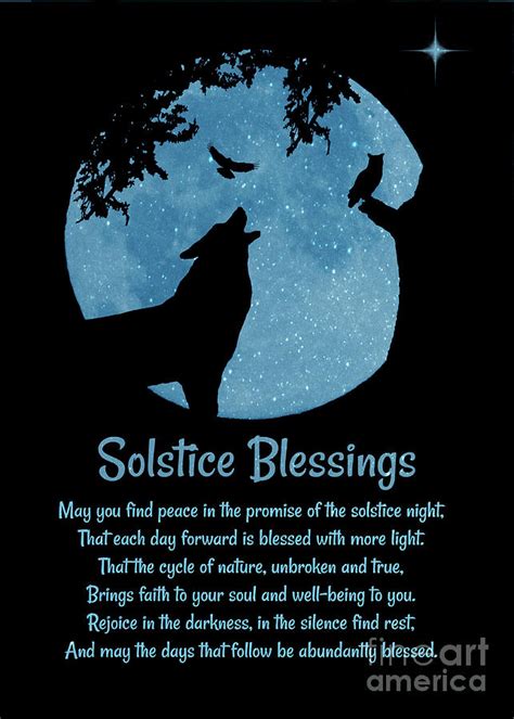 Winter Solstice Yule Wolf Owl Raven And Moon Blessings Photograph By