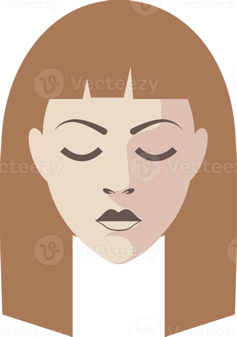 Girl Faces Flat Illustrations Png With Transparent Background