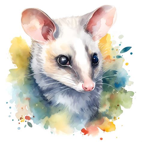 Premium Ai Image A Watercolor Painting Of Possum With Green Leaves