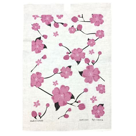 Tea Towel Cherry Blossoms Pink Rain Goose Textiles