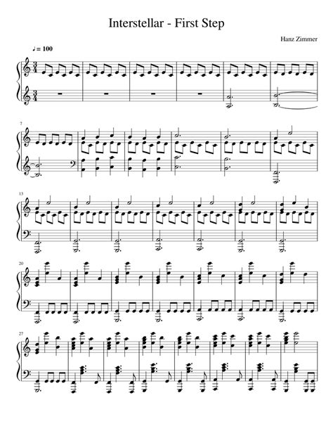 Interstellar First Step Sheet Music For Piano Download Free In Pdf Or