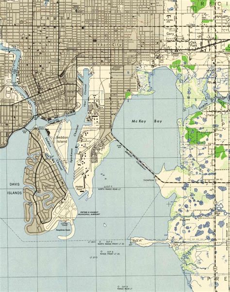Tampa Florida 1945 Old Topo Map A Composite Made From 6 Usgs Etsy