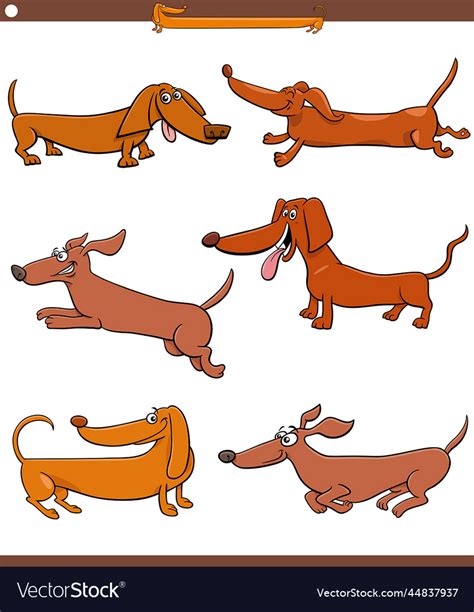Cartoon Dachshunds Purebred Dogs Animal Royalty Free Vector