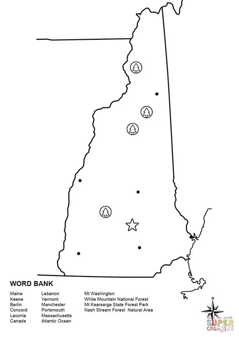 New Hampshire Map Worksheet Coloring Page Free Printable Coloring Pages