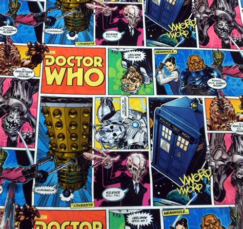 Dr Who Comics Fabric Cotton Fabric Dr Who Police Call Box