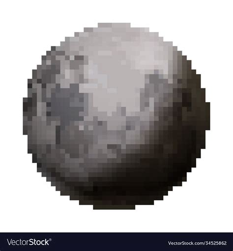 Bright Glossy Moon Cute Satellite In Pixel Art Vector Image