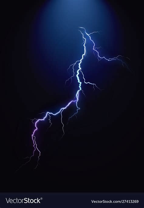 Realistic Lightning On Black Energy Background Vector Image