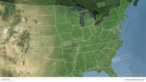 Kentucky State Usa Extruded Satellite Map Stock Animation 6515175