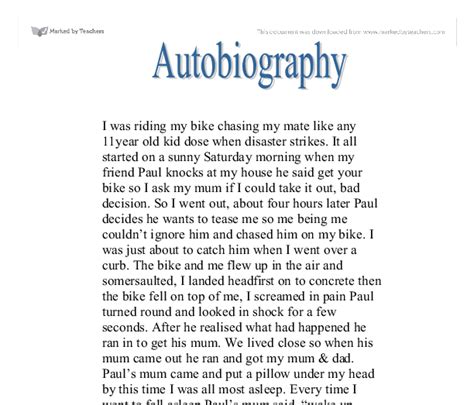 Autobiography For College Application Example Autobiography Examples