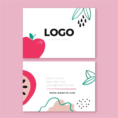 Moo business card template indesign. Cute Business Card Template With Red Apple And Doddles ...