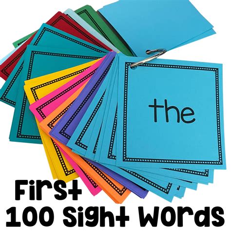 Printable Frys First 100 Sight Words Flash Cards