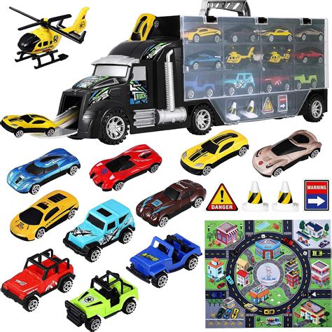 Toddler Toys Car For Boys 18 Pieces Carrier Truck