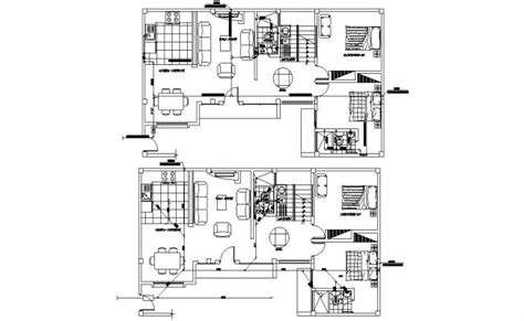 House Plan With 2 Different Option Autocad Drawing Cadbull