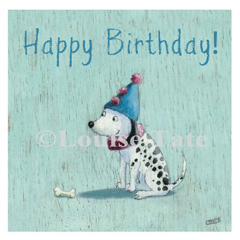 Dog And Bone Happy Birthday Greetings Card Louise Tate Illustration
