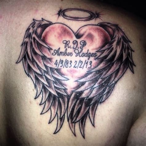 Simple Angel Wings Memorial Tattoo For Amber Hadges Mother Tattoos Dad
