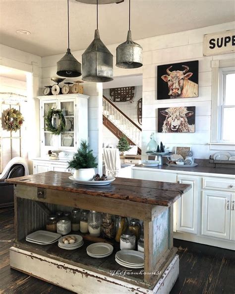 Neither farmhouse nor industrial decor use a lot of bright colors; Pin on Kitchen redo