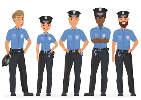 Grupo De Policías De Seguridad De Dibujos Animados Personajes De
