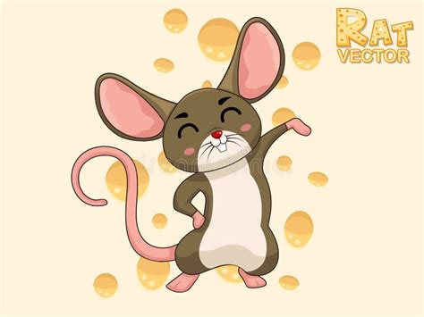 Cute Cartoon Rat Characters Vector Art Illustration With Happy Animal