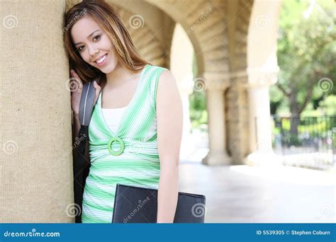 Cute Girl On College Campus Stock Image Image Of Bushes Arch 5539305