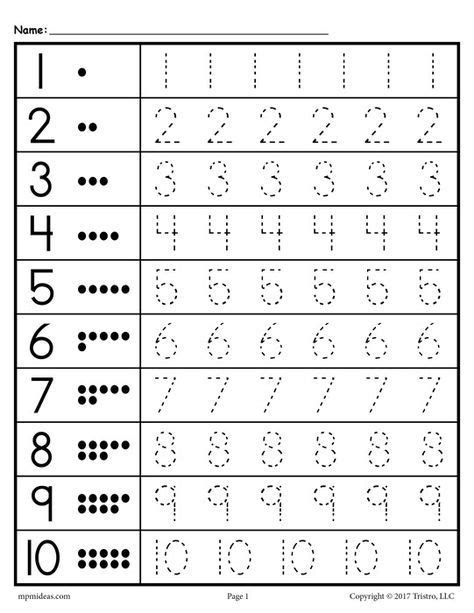 Tracing Worksheets Numbers 1-20! | Planilhas pré-escolares, Tracing