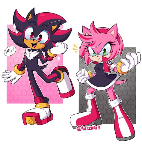 718 Safe Artist Wizaria Amy Rose Sonic Shadow The Hedgehog Sonic Hedgehog Mammal