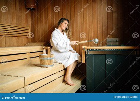 Beautiful Woman Resting In Sauna Stock Photo Image Of Beautiful Relax
