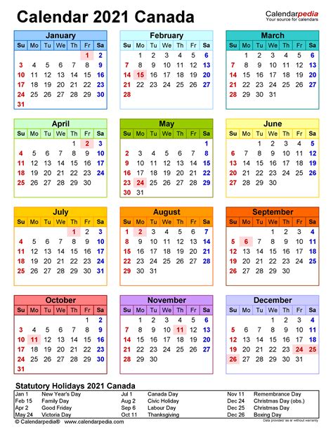 Canada Calendar 2021 Printable With Holidays Free 2021 Printable Calendars