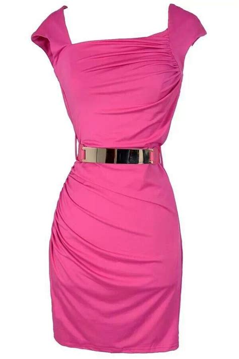 pink waist belt dress