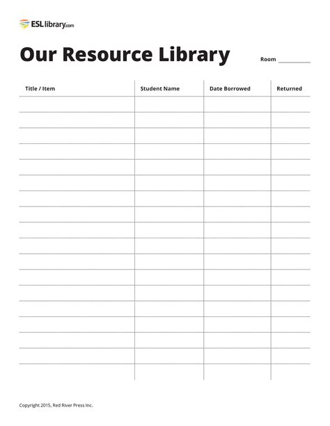 Classroom Resources Printable Sign Out Sheet Esl Library Blog
