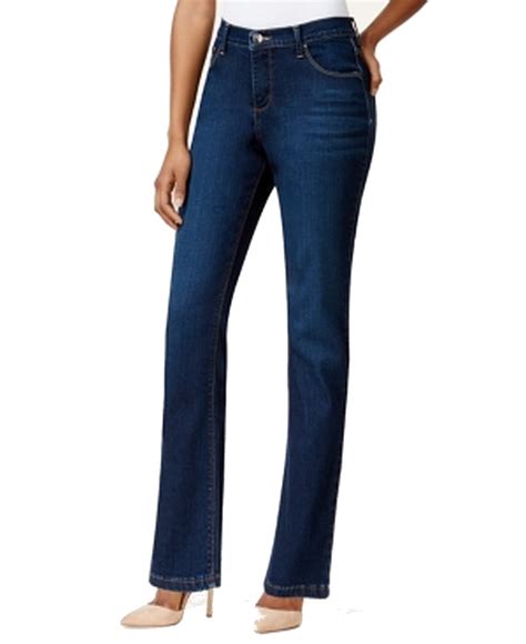 Womens Jeans Blue Petite High Rise Straight Leg Stretch 56 12p