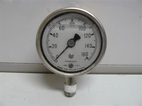 Ashcroft Type 1008 Glycerin Filled Stainless Steel Pressure Gauge 0 160