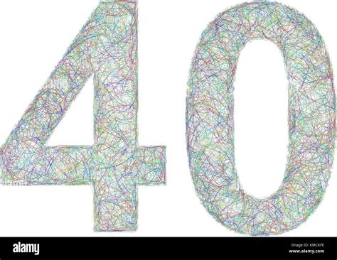 Colorido Aniversario Sketch Diseño Número 40 Imagen Vector De Stock