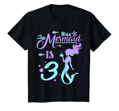 Kids 3 Years Old 3rd Birthday Mermaid Shirt Girl Daughter T Pa