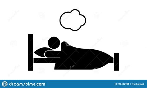 Sleep Man Sleeping In Bed Simple Icon Vector Illustration Stock