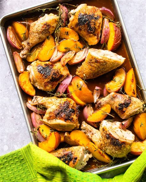Chicken And Balsamic Baked Peaches Blue Jean Chef Meredith Laurence