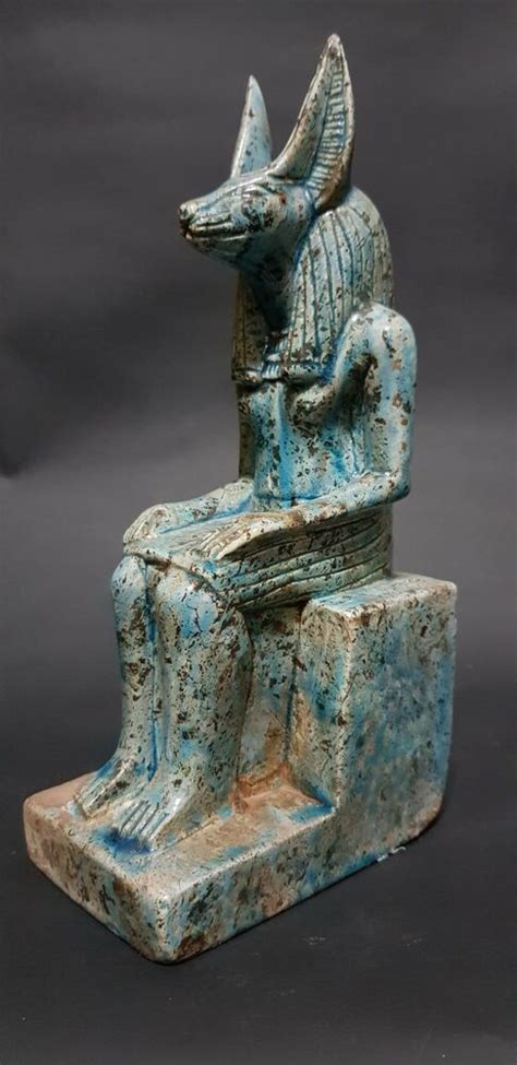 ancient egyptian antiques statue of god anubis blue glazed stone 3100 2890 bc ancient egyptian