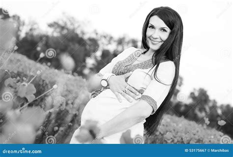 Pretty Pregnant Brunette Woman Stock Image Image Of Adult Birth