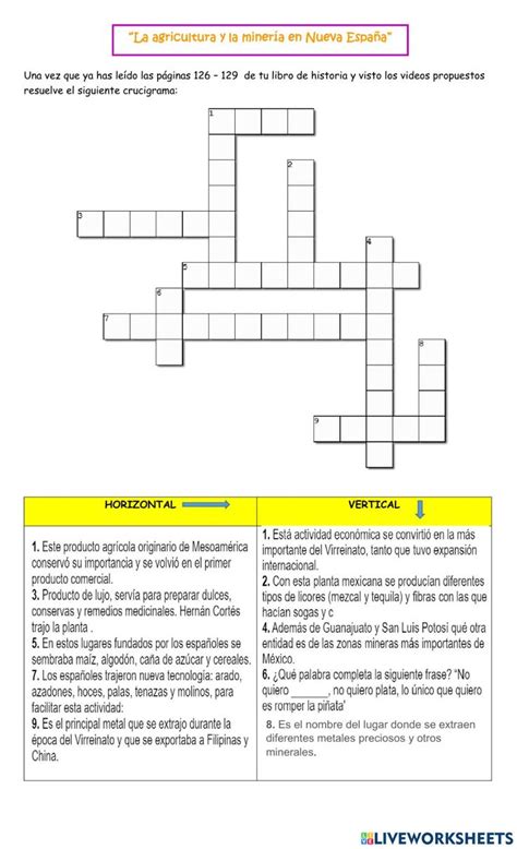 A Crossword Puzzle With Words In Spanish