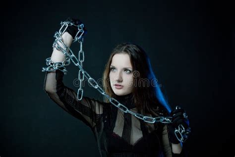 Gothic Girl With Chains Stock Photo Image Of Caught 13748744