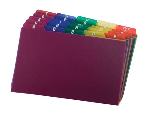 Hangs on any wall with just two push pins! Oxford Poly Index Card Guides- A-Z or Monthly, 5x8, 5 Tab, Assorted