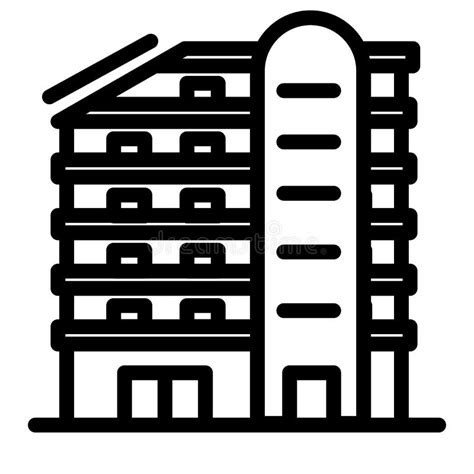 Multistory House Line Icon Building Vector Illustration Isolated On