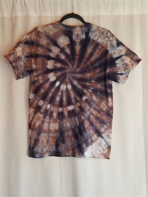 Size Medium Spiral Tie Dye Tee Ice Dyed T Shirt Brown And Black