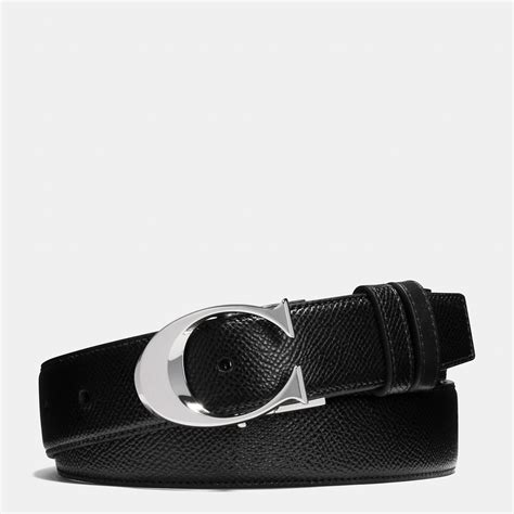 Lyst Coach Sculpted C Cut To Size Reversible Textured Leather Belt In