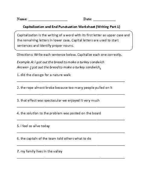 Capitalization Worksheets For Grade 5